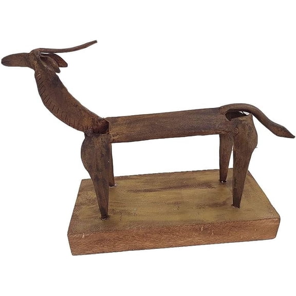 De Kulture Works Handcrafted Recycled Iron Raindeer Decorative Collectible Figurine Showpiece Beautify Home Office Holiday Décor | Ideal For Garden Decoration, 10X3.5X7 (LWH) INCHES