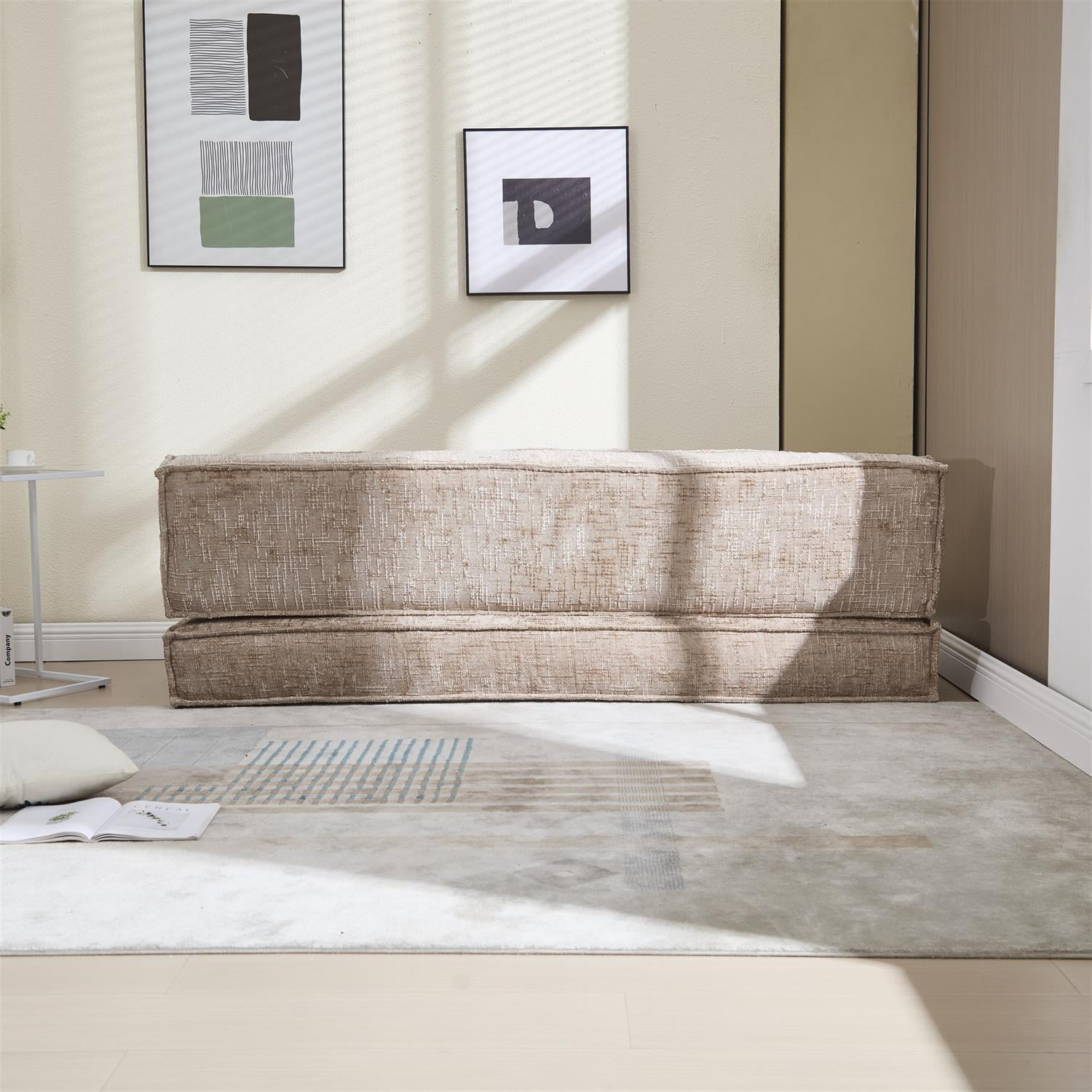 Demi Bonn 78" Versatile Chenille Sectional Sofa with Side Pocket, Modern Couch for Living Room, Customize Layout to Fit Any Space, Beige