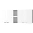 thumbnail image 2 of 150" Wall Cabinet For Kitchen Use - 4 Doors, 2 Divisions, Shelves, White Particleboard, Metal Handles, Built-in Dish Rack, Fashionable Modern White, Storage, 2 of 4