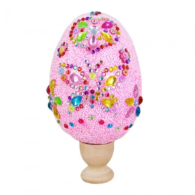 GUOOL Easter Eggs Colorful Easter Sequin Creative Arts Handmade for Indoor Decor Table Pink