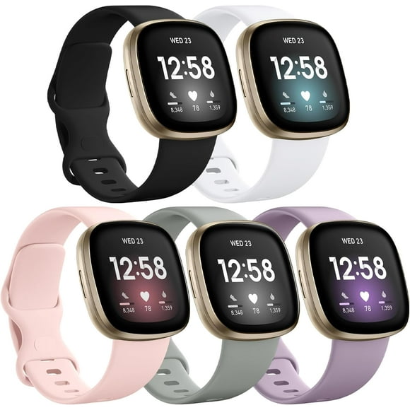 Tianle Compatible with Fitbit Versa 3/Fitbit Versa 4 /Fitbit Sense/Sense 2 Bands for Women Men, Classic Soft TPU Sport Replacement Band for Fitbit Versa 3 & Sense Smartwatches Women Men Small Large
