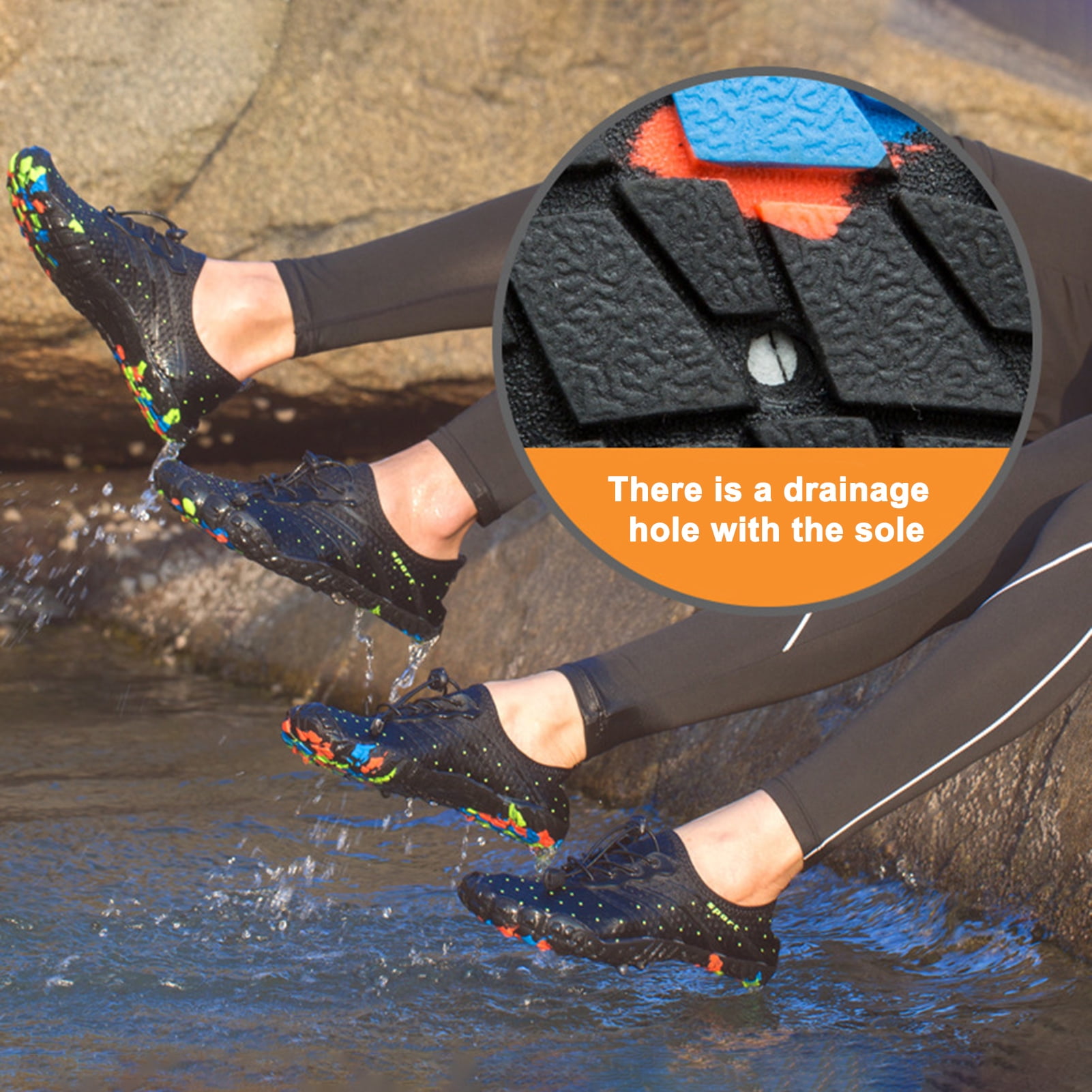 1 Pair Water Shoes with Anti slip Outsole Wear resistant Quick Dry Foot Protection Barefoot Athletic Shoes Sports Supplies