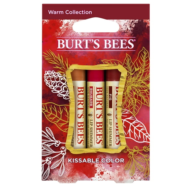 Burt's Bees Kissable Color Holiday Gift Set, 3 Lip Shimmers in Gift Box