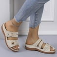thumbnail image 6 of Leesechin Women's Orthopedic Arch Support Platform Sandals Comfortable Cork Sole Low Wedges Sandals Flatform Summer Dress Shoes Cute Buckle Wedges for Beach, 6 of 7