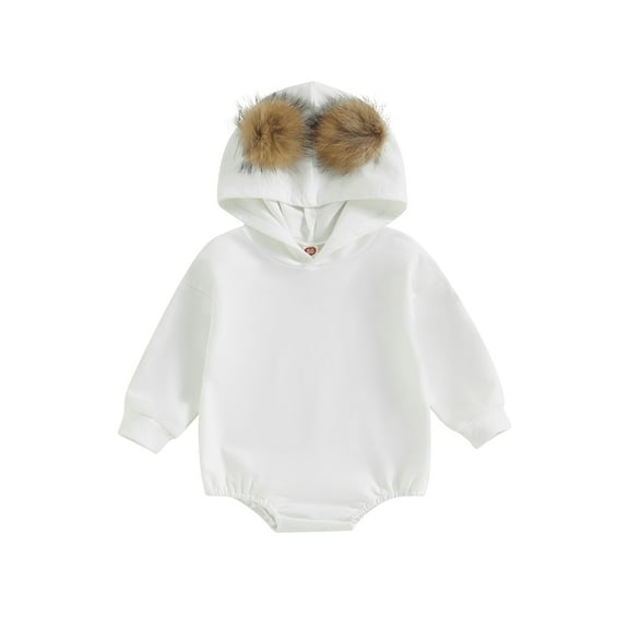 Bagilaanoe Newborn Baby Girl Hooded Romper Sweatshirt Long Sleeve Bodysuits Pullover 3M 6M 12M 18M Infant Casual Tee Tops