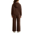 thumbnail image 5 of Vmberlty Kids 2 Piece Tracksuits Girl's Solid Color Fall Winter Outfits Zip Up Hooded Sweatshirts and Cargo Pants Casual Active Sets for 1‑13 Years, 5 of 6