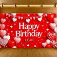 thumbnail image 5 of Red Love Themed Happy Birthday Banner with Heart Balloons and Decorations Background Backdrop Party Supplies Photography Props Birthday Decoration Birthday Party Decorations, 5 of 8