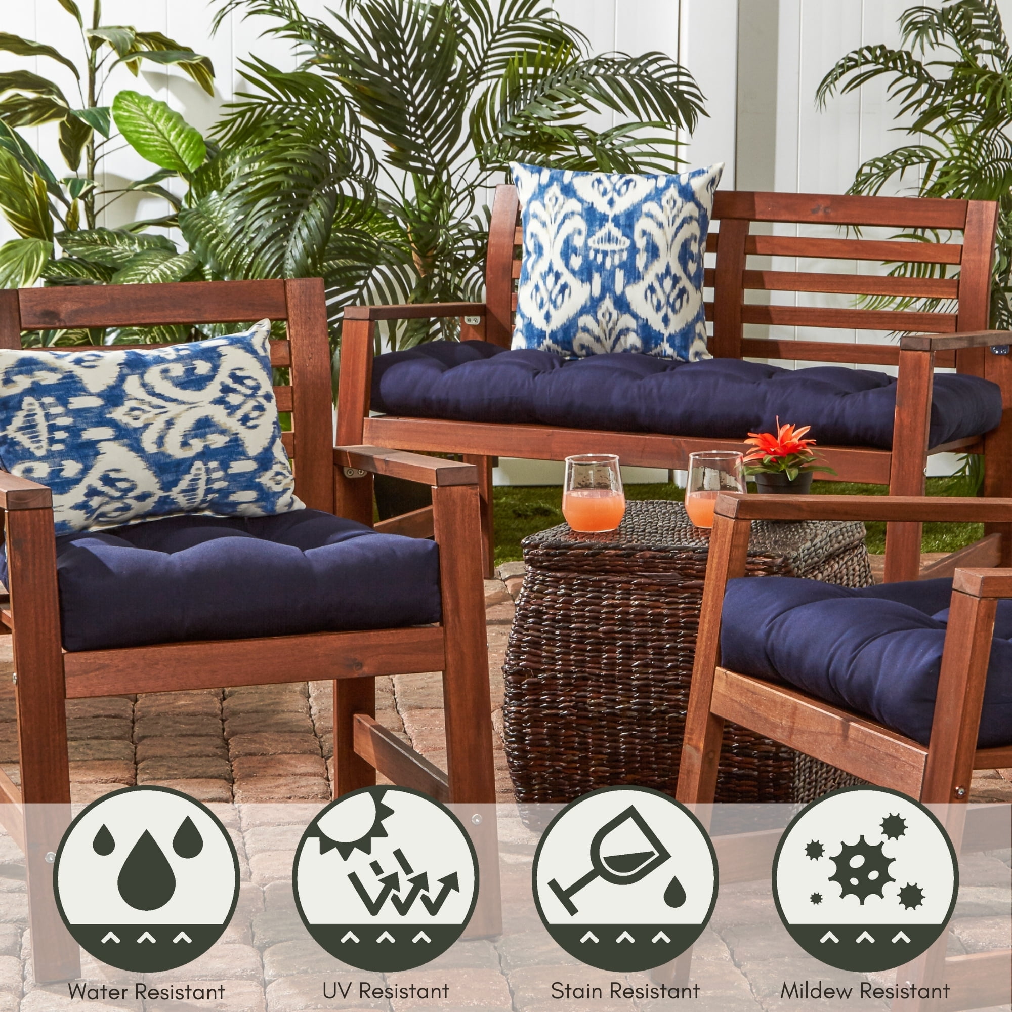 Greendale Home Fashions 17'' x 17'' Reversible Outdoor Throw Pillow, Set of 2, Azule