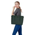 thumbnail image 5 of Mosiso Laptop Tote Bag (Up to 13.3 inch) Water Resistant PU Leather Large Capacity Business Work Office Shoulder Briefcase Handbag Compatible MacBook & Notebook, Storm Green, 5 of 5