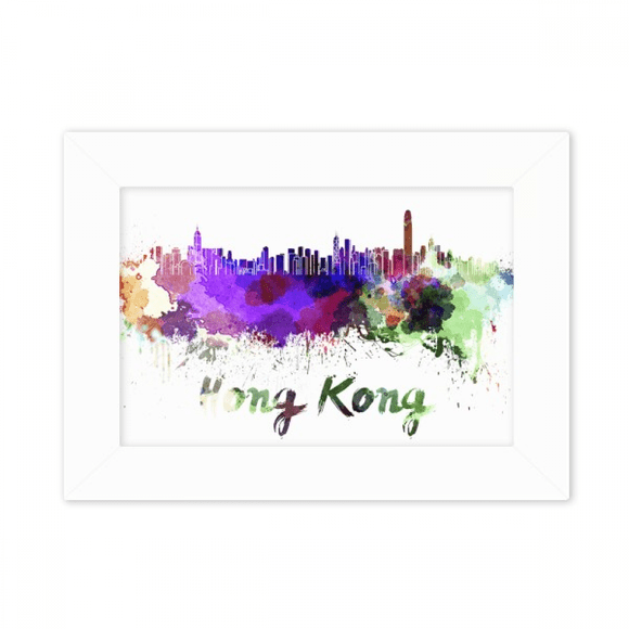Hong Kong China City Watercolor Photo Mount Frame Picture Art Painting Desktop 5x7 inch