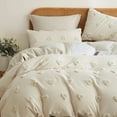 thumbnail image 2 of Nayoroom 3 Pieces Beige Tufted Heart Dot Queen Duvet Cover Boho Ultra Soft Jacquard Embroidery Shabby Chic Washed Microfiber Bedding Set, 2 of 4