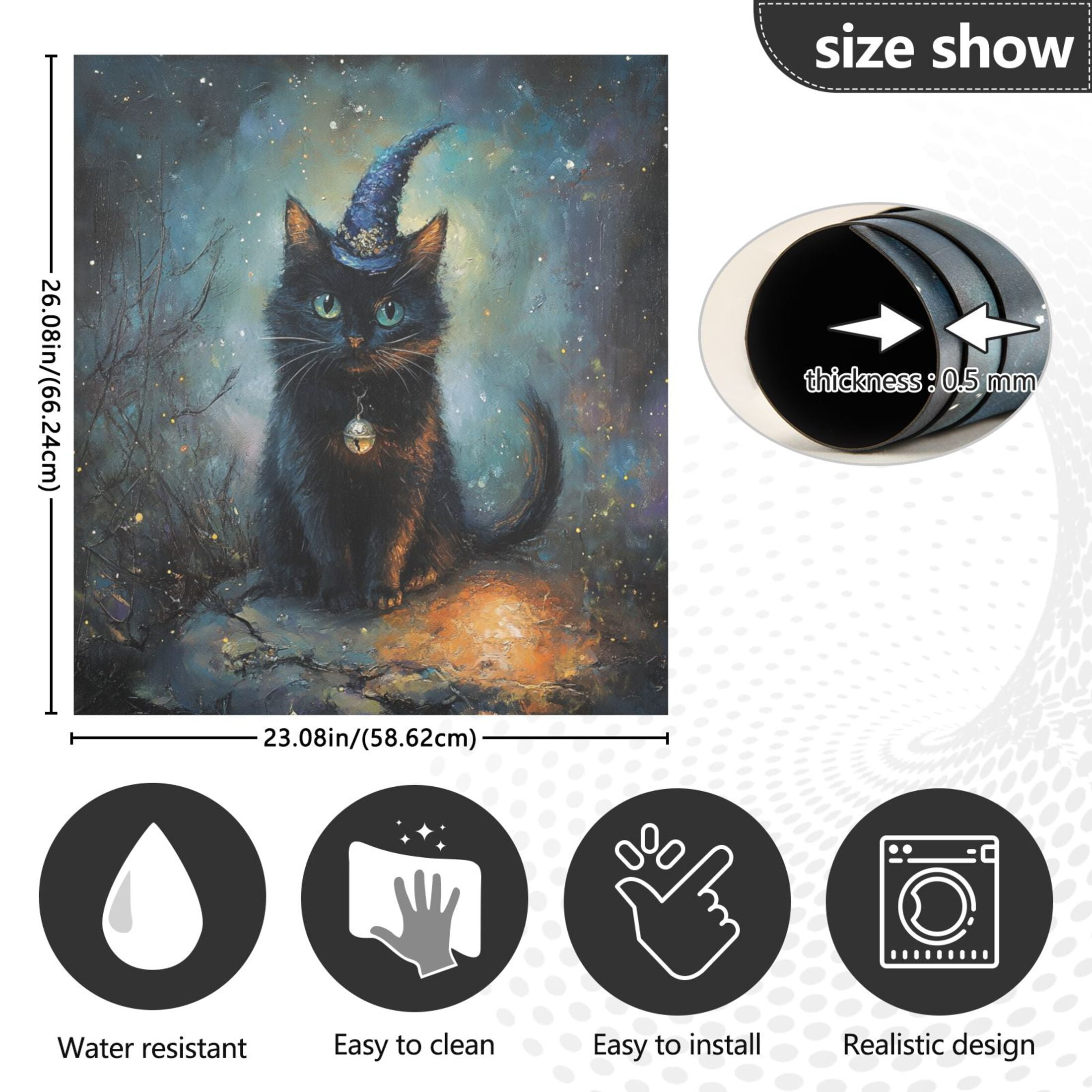 Dishwasher Magnetic Sticker 23x26 Inch Refrigerator Magnetic Sticker Washing Machine Magnetic Sticker Kitchen Panel Magnetic Sticker Home Decor Cute Magic Cat