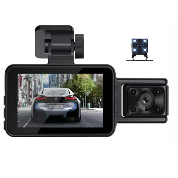 Cámara Dash 3 cámaras Dash Cam Monitoreo de estacionamiento Espejo retrovisor transparente para automóvil Grabación de video para automóvil Videocámara Grabadora de cámara para automóvil gran angular