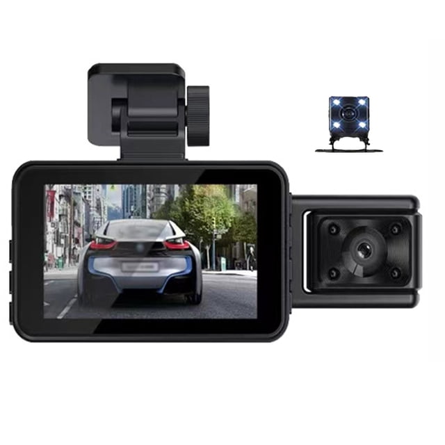 Cámara Dash 3 cámaras Dash Cam Monitoreo de estacionamiento Espejo retrovisor transparente para automóvil Grabación de video para automóvil Videocámara Grabadora de cámara para automóvil gran angular