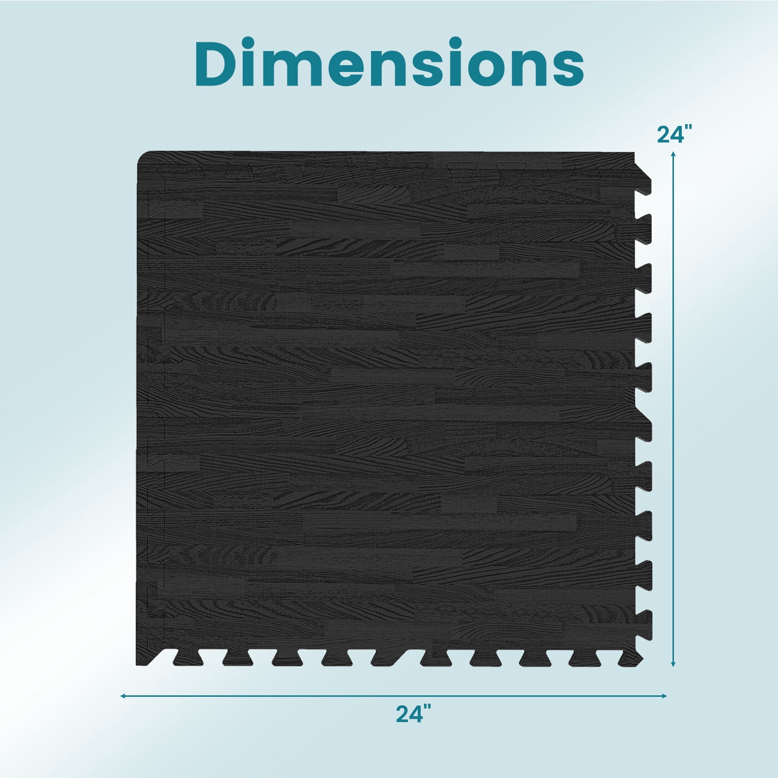 Gymax 100 Sq. Ft. Wood Grain Puzzle Mats 25-Pack EVA Foam Interlocking Floor Tiles Black