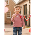 thumbnail image 4 of Jxzom Valentines Day Outfit Toddler Baby Boys Long Sleeve Turn-down Collar Striped Heart Embroidery Casual Pullover T shirt Top 1-5 YearsKids Valentines Clothes, 4 of 10