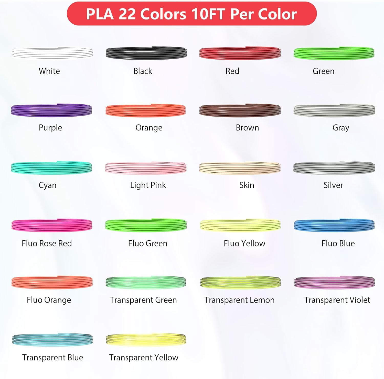 22 Colors 3D Pen Filament 1.75mm PLA, Each Color 10 Feet, Total 220 Feet 3D Pen Filament Refills 3D Printing Pen Refills with High-Precision Diameter Not Compatible with Pen