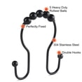 thumbnail image 5 of Emlimny Shower Curtain Hooks, 12 Pcs Shower Curtain Rings, Stainless Steel Roller Rust-Resistant Balance Sliding Anti-Drop Double Shower Hooks for Curtain Bathroom Shower Curtains (Black), 5 of 6