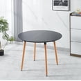 thumbnail image 2 of Extendable Dining Table,100/140/180x100x75cm, wood leg, black MDF table, 2 of 11