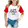 thumbnail image 1 of Toddler Boys Summer Tops Tees Stylish Letter Graphic Color Block Raglan Short Sleeved Casual Tee Blouse Daily Spring Shirts For Kid 11-12T, 1 of 4