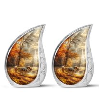 SUBSH Autumnal Equine Serenity - Adult Urn For Human Ashes Men - Small Ashes Keepsake - Urn For Adult Female Ashes - Pack Of 2 - Urn For Human Ashes Small Adult - Small Urn For Human Ashes Adult