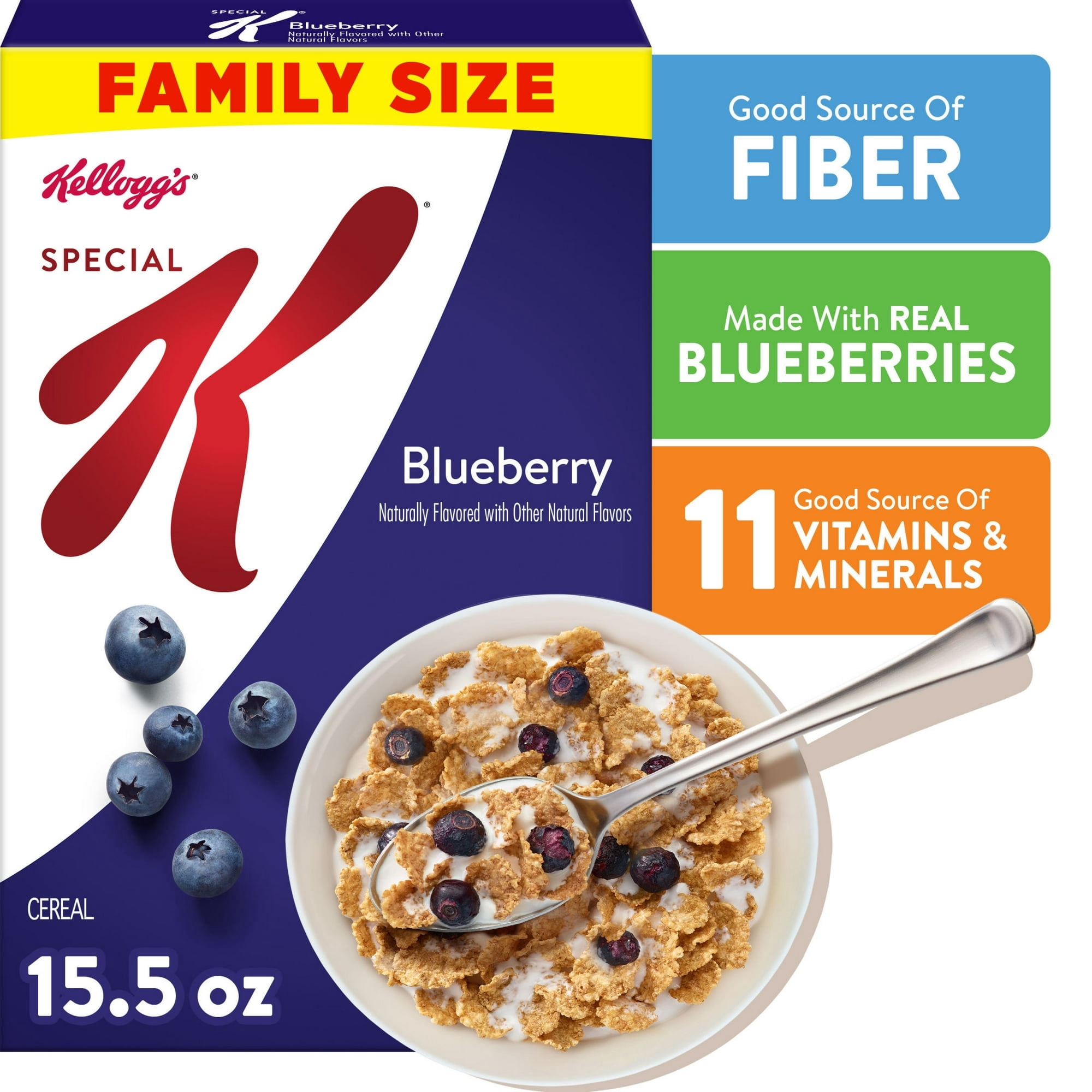 Kellogg's Special K Blueberry Breakfast Cereal, Good Source of Fiber, 15.5 oz