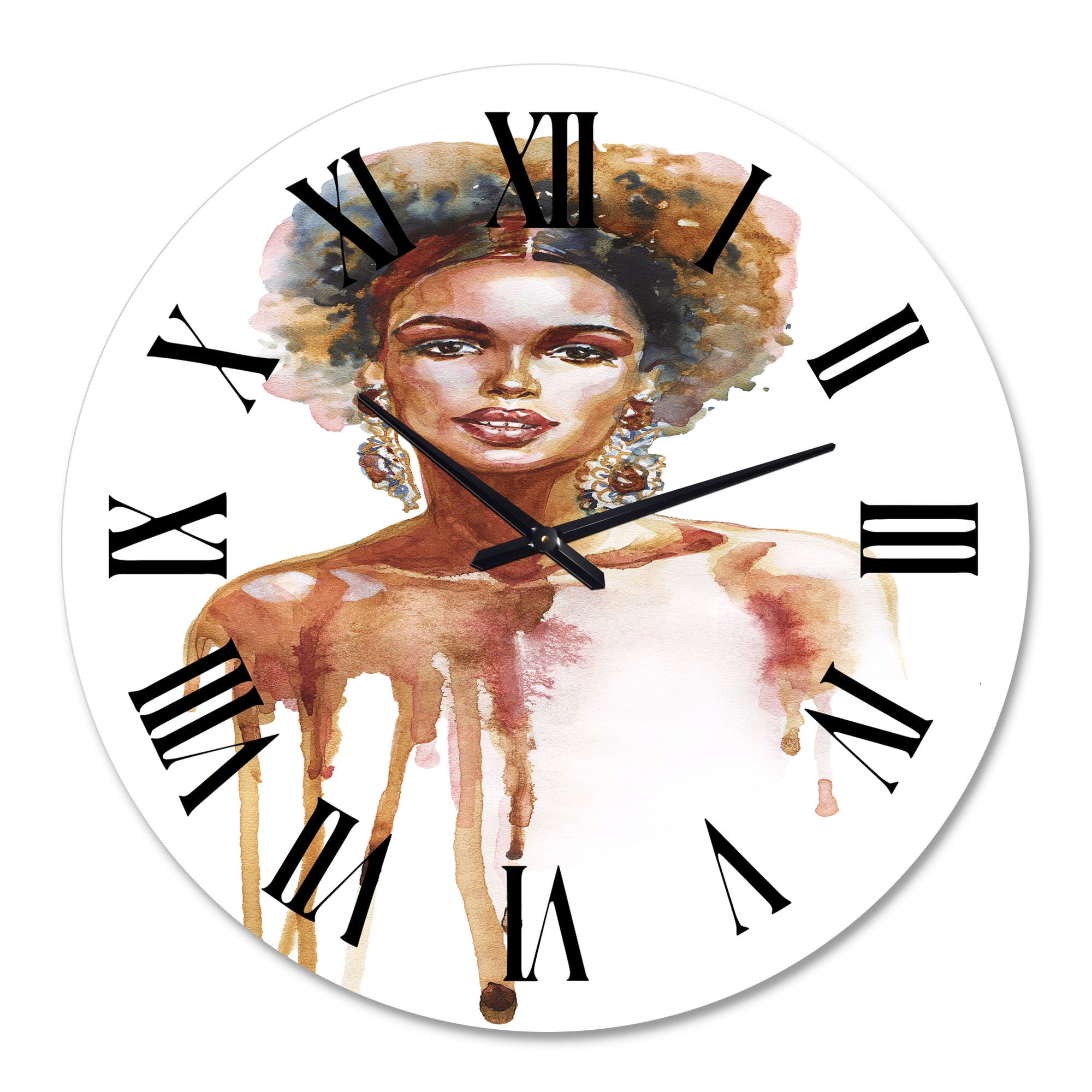 Designart 'Portrait Of African American Woman Xiii' Modern Wall Clock