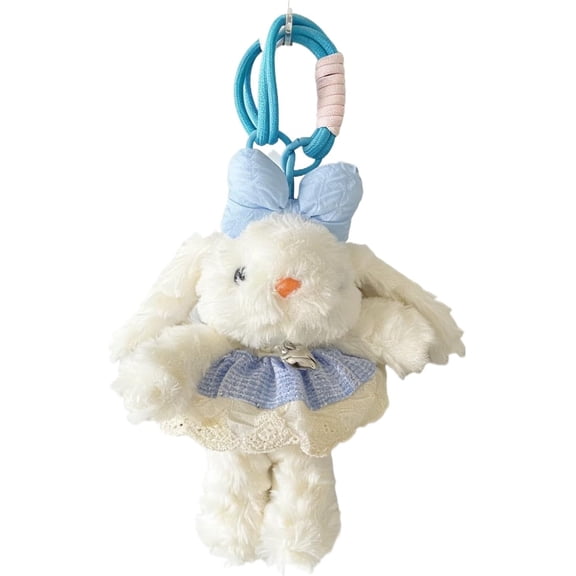 Tulip Dress Rabbit Plush Keychain, Long-Eared Bunny with Tulle Skirt Charm, Elegant Bag Accessory