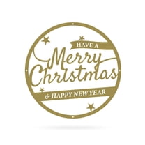 RealSteel: Merry Christmas Holiday Steel Sign - Festive Metal Wall Décor for Indoor/Outdoor Display (Type3/24"/ Gold)