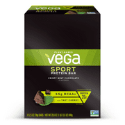 Vega Sport Plant Protein Bar, Chocolate Mint, 15g Protein, 12 Ct