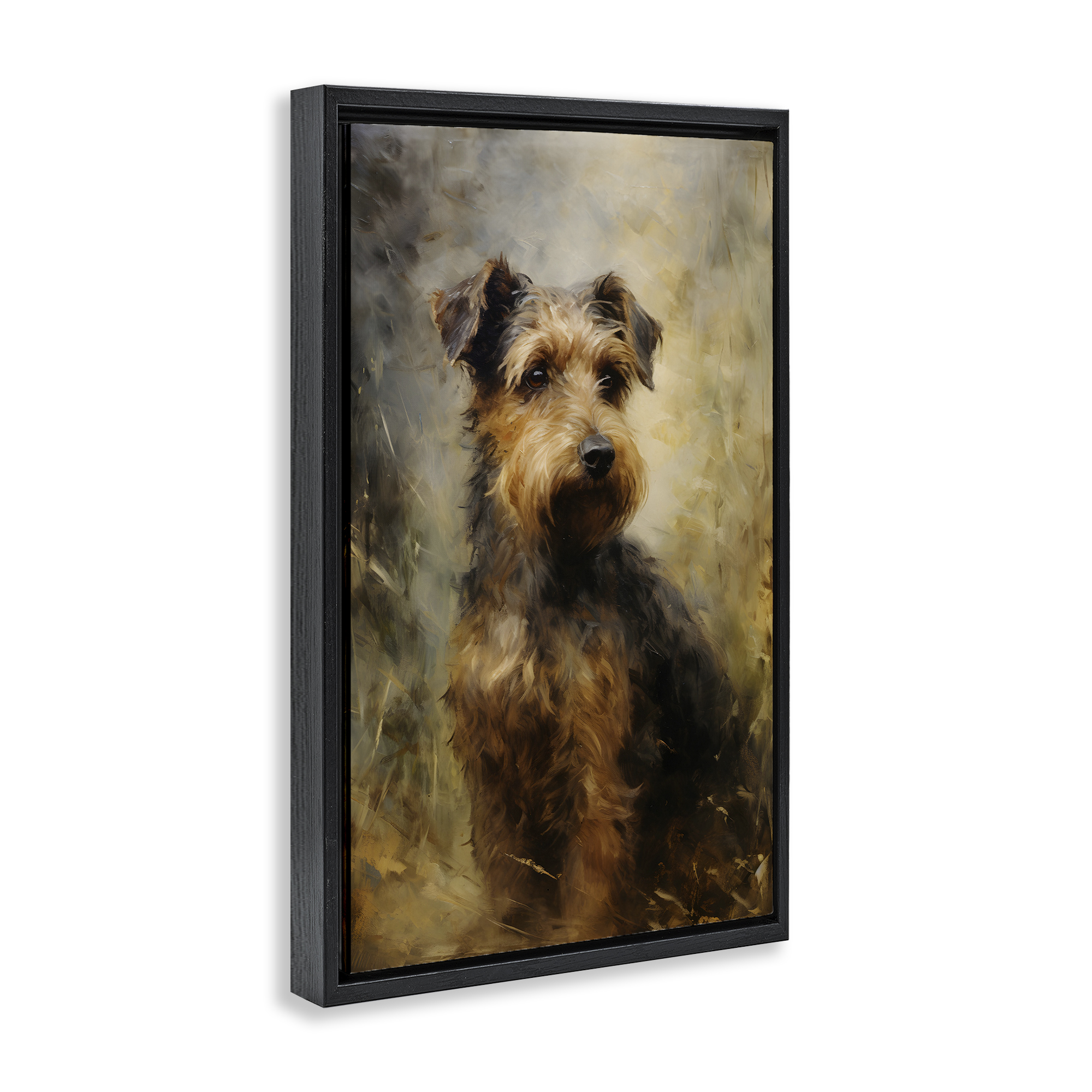 Stupell Industries Poised Terrier Dog Animals & Insects Painting Black Floater Framed Canvas Art Print Wall Art, 17 x 25