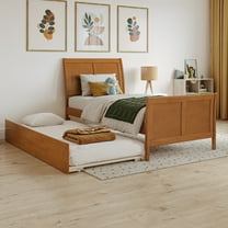 Portland Twin Platform Bed w/Matching Footboard & Twin Trundle in Light Toffee