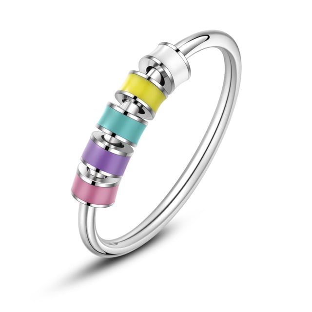 Anillos de ansiedad esmaltados para mujer, anillos con cuentas de colores, anillos para aliviar la ansiedad, joyería para mujer Wmkox8yi sjalhkljlk3260