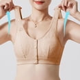 thumbnail image 5 of Feancey Plus Size Everyday Bras for Women Button Front Closure Bra Wide Strap Breathable Wireless Brassieres Full Coverage Casual Support Lift Up Bralettes Beige L, 5 of 6