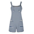 thumbnail image 6 of Women's Sleeveless Romper Jumpsuit - Loose Striped Summer Casual Overalls with Pockets & Adjustable Straps ,Blue,M, 6 of 8