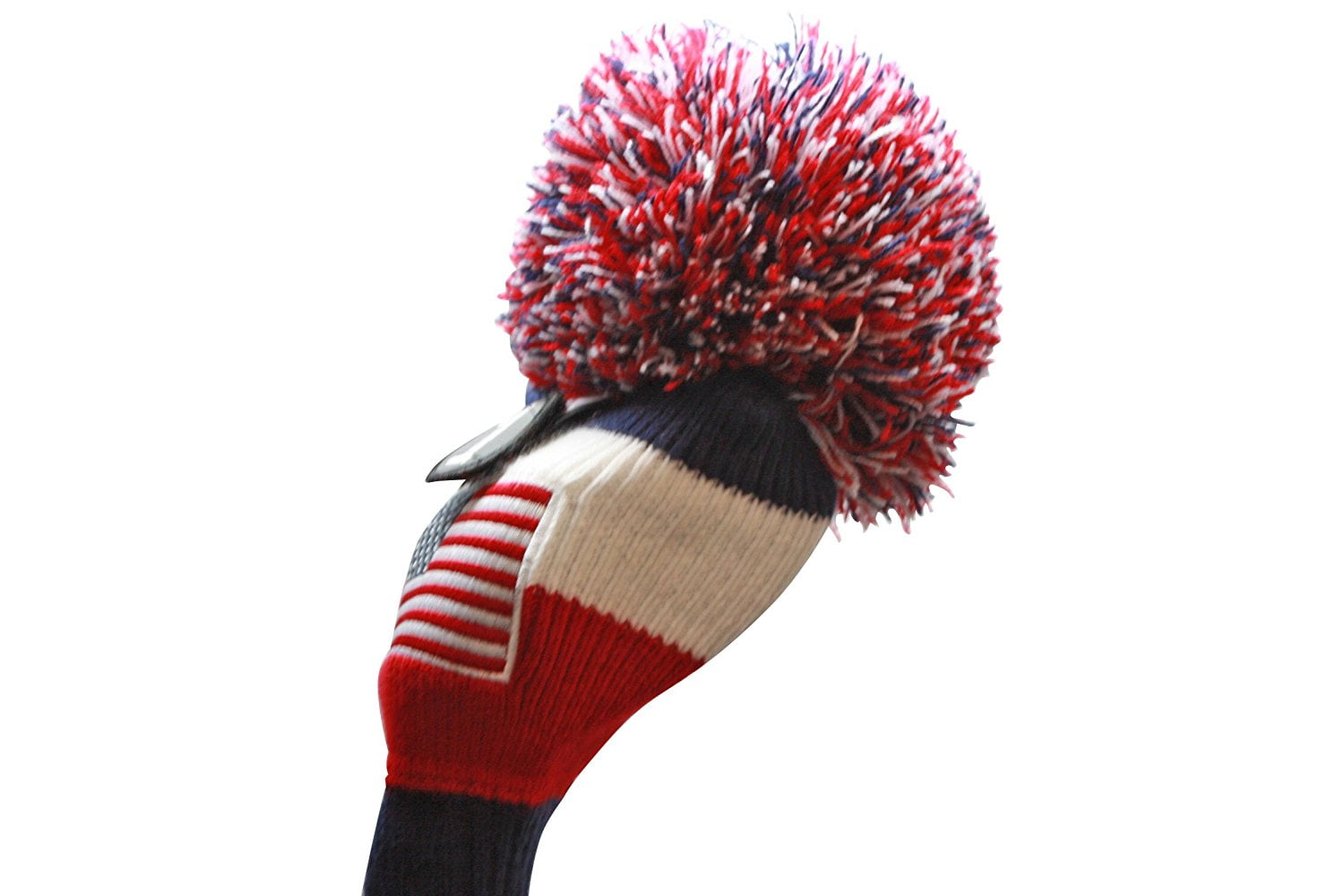 USA Majek Golf 3 4 5 6 Hybrid Set Headcovers Pom Pom Knit Limited Edition Vintage Classic Traditional Flag Stars Red White Blue Stripes Retro Head Cover 3-6 Set