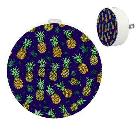 

Night Light Night Lights Plug into Wall 2-Pack Nightlight Plug in Night Light Dusk to Dawn Night Lamp Led Night Light for Adults Kids Room Purple Wave Dot Pineapple Tropical Fruit