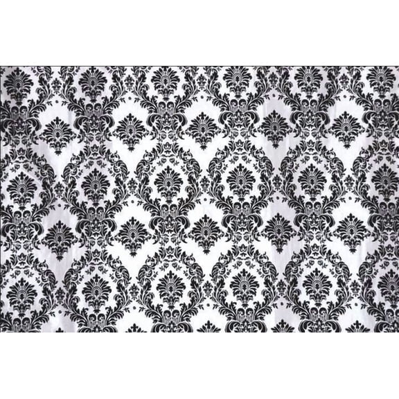 10 Yards Black White Flocking Damask Taffeta Velvet Fabric 58" Flocked Decor