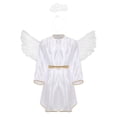 thumbnail image 3 of TiaoBug Men's Angel Dress Gold Trim Batwing Sleeve Robe with Wings and Headwear 3 Pcs Angel Outfits for Men White XXL, 3 of 7