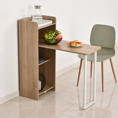 2 In 1 Storage Cabinet Dining Table 4 Tier Shelf W Drop Tabletop Home Canada 2 In 1 Storage Cabinet Dining Table 4, Does Round Table Take Up More Space