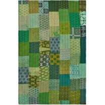 LR Home Green Patchwork Quilt Silk Blend Throw Blanket, 50" x 70"
