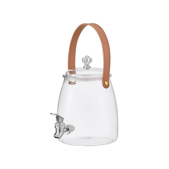 Plastic Beverage Dispenser Container with Stainless Steel Spigot and Handle Leakproof Iced Juice Lemonade Drink Dispensers for Parties Large Clear Punch Pitcher with Lid Kombucha Jar, 2.4Gallon