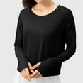 thumbnail image 4 of YeJammarp Spandex Sun Shirts UV Protection Long Sleeve Yoga Workout Sunshirts Women Crew Neck Quick Dry Sports Tees (S, Black), 4 of 6