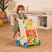 Battat Farm Footsteps Wooden Activity Walker 19.61 in with 3 Shapes, Baby and Toddler Toys