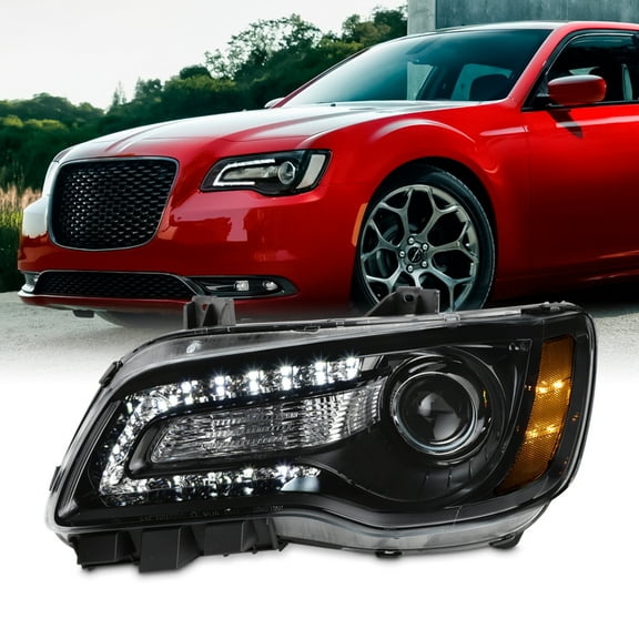 AKKON - Fit 2015-2023 Chrysler 300 Halogen Type Projector Headlight Black Bezel OE Style Driver Left Side