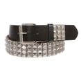 thumbnail image 2 of Snap On Punk Rock Star Pyramid Studded Checker Board Leather Belt, 2 of 3