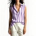 thumbnail image 4 of Noric Women's Striped Print Tank Tops Sleeveless V-Neck Collar Casual Summer Trendy Office Blouse, 4 of 7