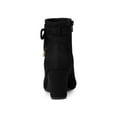 thumbnail image 3 of BLISSFUL STEP Women's Ankle Boots Faux Suede Pointed Toe Bow Decor Chunky Heel Zipper Booties Black 6, 3 of 8
