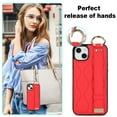 thumbnail image 4 of Decase for iPhone 14 Plus with Wrist band Kickstand Case,with Metal RIng,Slim Shockproof PU Leather Drop Proof Non-Slip Anti-Fingerprint Protective Phone Case Cover,Red, 4 of 8