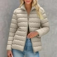 thumbnail image 2 of successthop Winter Puffer Jackets for Women Casual Quilted Thick Outwear Zip Long Sleeve Coat Solid Warm Clothes Brown M, 2 of 9